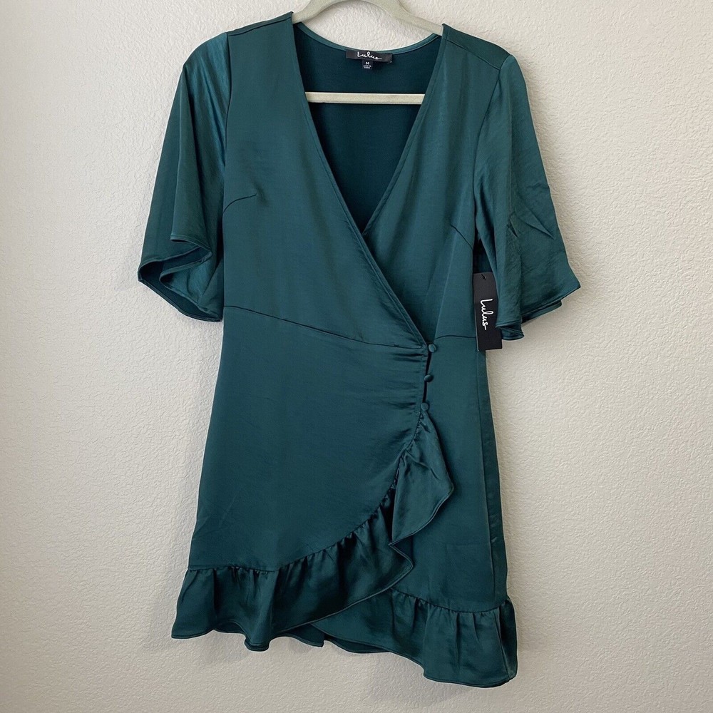 Lulu's Womens Dress Size Medium Green Wrap Dress SD30444 NWT